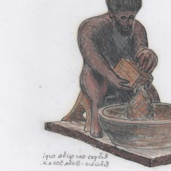 Άνδρας που τρίβει τυρί ειδώλιο - Θήβα 500 π.Χ.