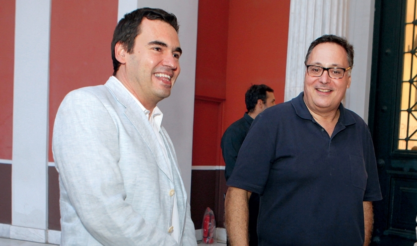 Ο Γιώργος Τσίρος, υπεύθυνος τουριστικών εκδόσεων της «Καθημερινής», με τον επιχειρηματία Βασίλη Μασσέλο.