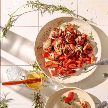 Ψαρονέφρι με ψητές γλυκοπατάτες και μπαχαρικά